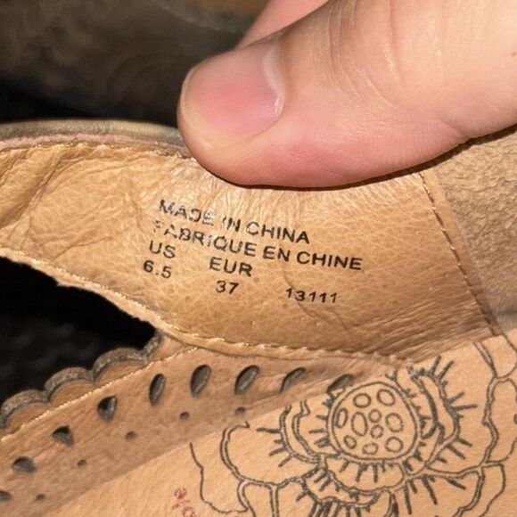 TAOS Tango Leather Mary Jane Tan Brown Cut Out Cottage Boho Shoes Women’s 6.5 - Picture 8 of 8